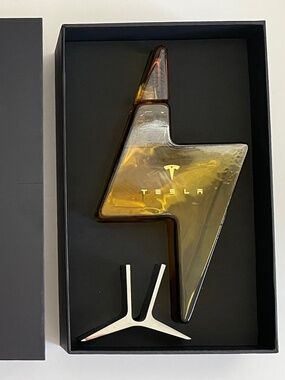 TESLA Lightning Bolt EMPTY Bottle + Stand + Original Box